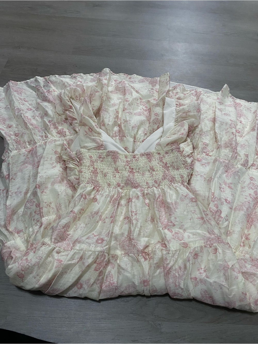 Worth Collective Katy Light Pink Floral V-Neck Tiered Maxi Maternity Dress Small - Picture 4 of 11